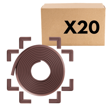 Bebe Earth 6M Baby Proofing Edge and Corner Guard Protector Set - Coffee Brown x 20 PACKS - Reseller Stock